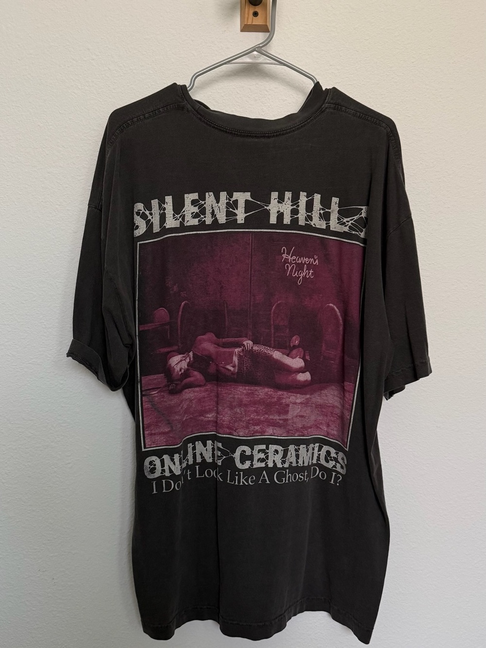 Online Ceramics Silent Hill Tee - Black with Burgundy Panel